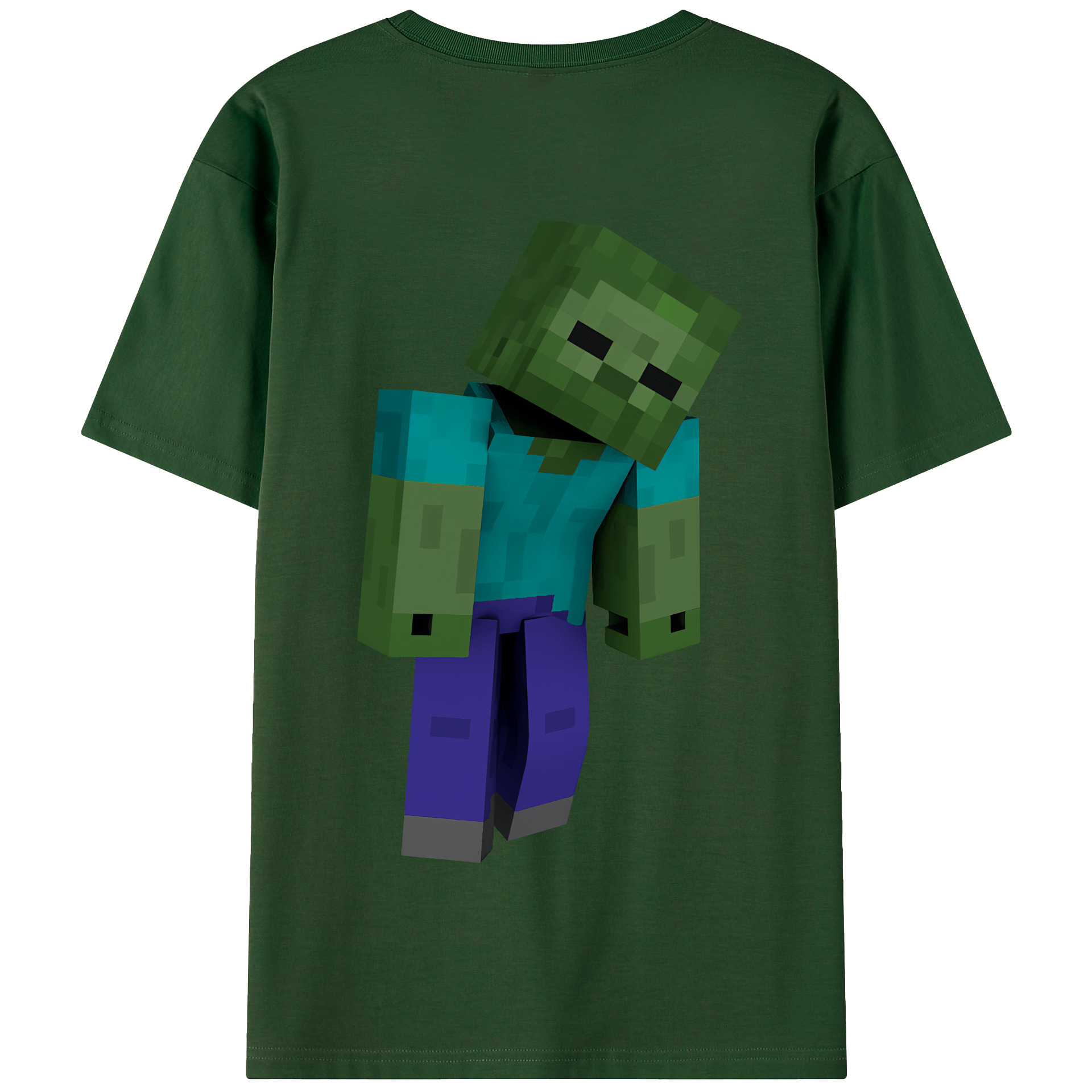 （画像用） マインクラフト ブロックの世界 Minecraft MC Block world 綿100％半袖Tシャツ（背面プリント）